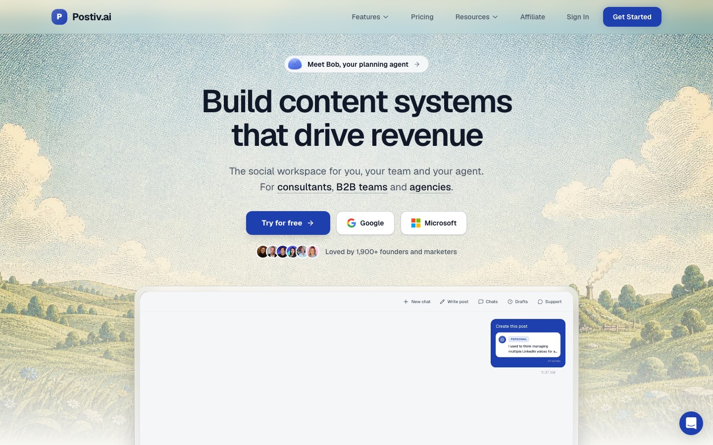 Postiv AI homepage