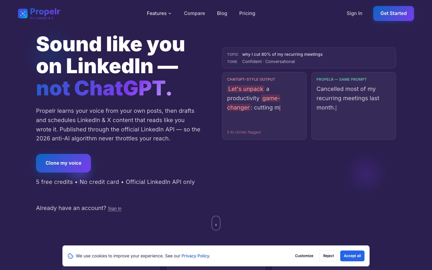 Propelr homepage