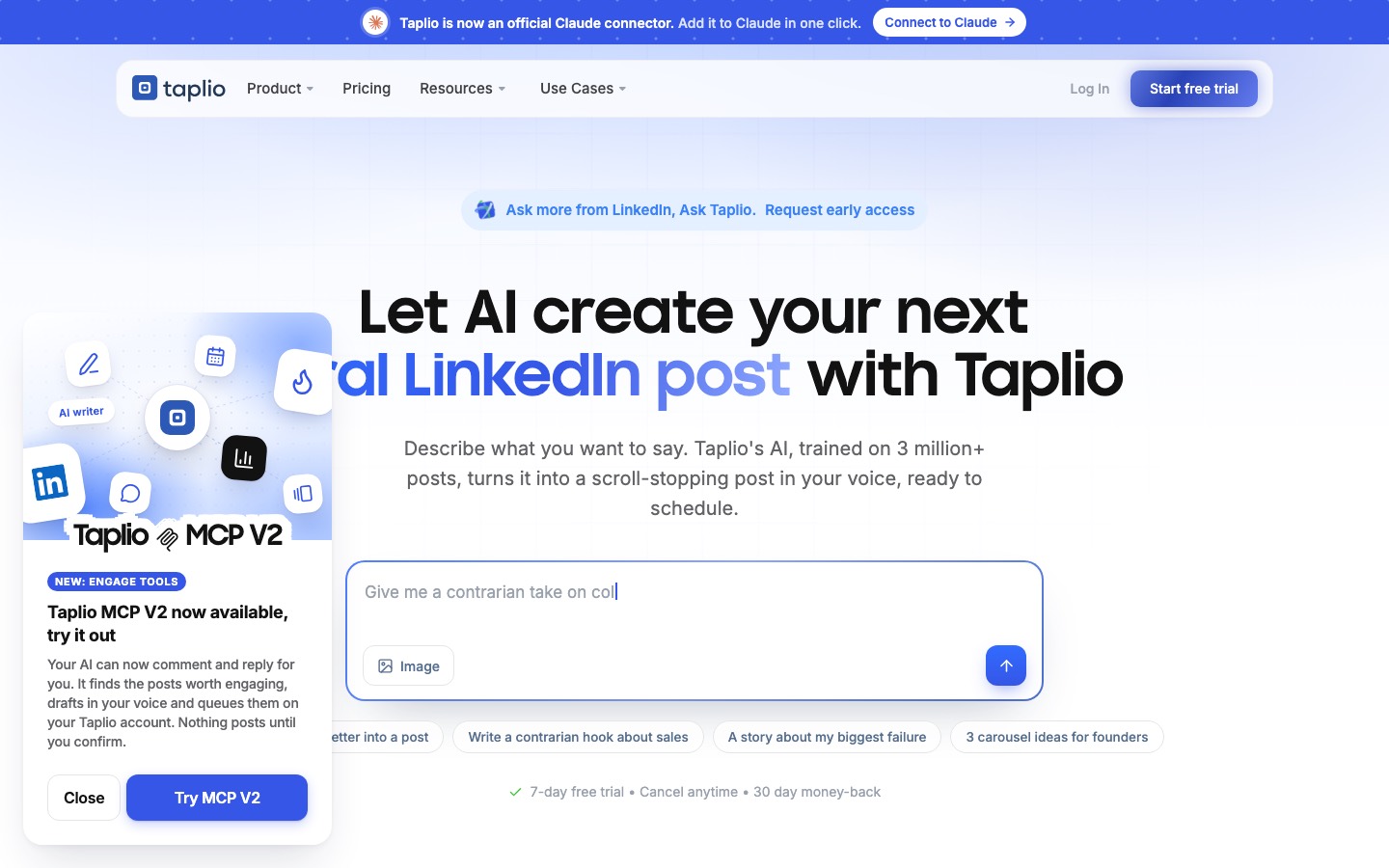 Taplio homepage