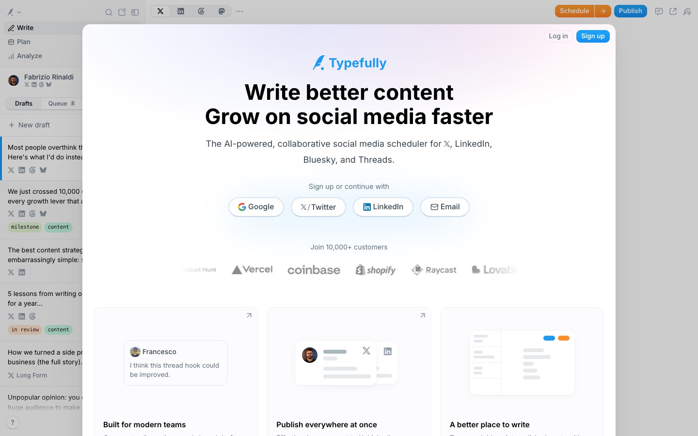 Typefully homepage